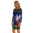 Christmas Lighting Candles Long Sleeve Shirt Collar Bodycon Dress View2