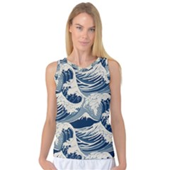 Japanese Wave Pattern Women s Basketball Tank Top by Cendanart