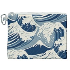 Japanese Wave Pattern Canvas Cosmetic Bag (xxl) by Cendanart