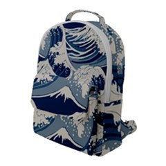 Japanese Wave Pattern Flap Pocket Backpack (large) by Cendanart