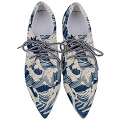 Japanese Wave Pattern Pointed Oxford Shoes by Cendanart