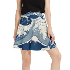 Japanese Wave Pattern Waistband Skirt by Cendanart