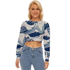 Japanese Wave Pattern Lightweight Long Sleeve Sweatshirt by Cendanart