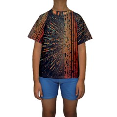 Data Abstract Abstract Background Background Kids  Short Sleeve Swimwear by Cendanart