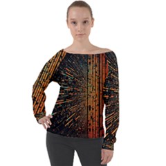 Data Abstract Abstract Background Background Off Shoulder Long Sleeve Velour Top by Cendanart