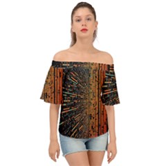 Data Abstract Abstract Background Background Off Shoulder Short Sleeve Top by Cendanart