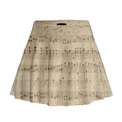 Vintage Beige Music Notes Mini Flare Skirt by Cendanart