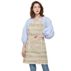 Vintage Beige Music Notes Pocket Apron by Cendanart