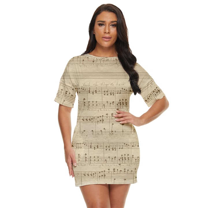 Vintage Beige Music Notes Just Threw It On Dress