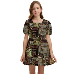 Photo New York City Skyscrapers Kids  Short Sleeve Dolly Dress by Cendanart