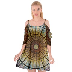 Barcelona Glass Window Stained Glass Cutout Spaghetti Strap Chiffon Dress by Cendanart