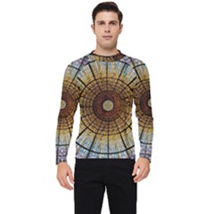 Barcelona Glass Window Stained Glass Men s Long Sleeve Rash Guard by Cendanart