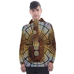 Barcelona Glass Window Stained Glass Men s Front Pocket Pullover Windbreaker by Cendanart