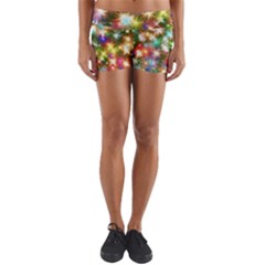 Star Colorful Christmas Abstract Yoga Shorts by Cendanart