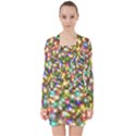 Star Colorful Christmas Abstract V-neck Bodycon Long Sleeve Dress View1