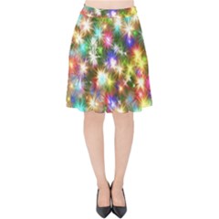 Star Colorful Christmas Abstract Velvet High Waist Skirt by Cendanart