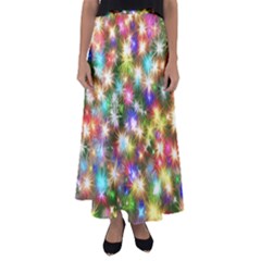 Star Colorful Christmas Abstract Flared Maxi Skirt by Cendanart