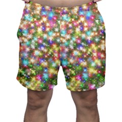 Star Colorful Christmas Abstract Men s Shorts by Cendanart