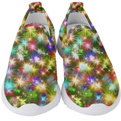 Star Colorful Christmas Abstract Kids  Slip On Sneakers by Cendanart