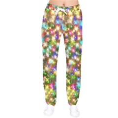 Star Colorful Christmas Abstract Women Velvet Drawstring Pants by Cendanart