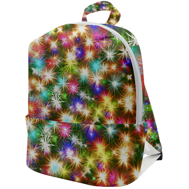 Star Colorful Christmas Abstract Zip Up Backpack