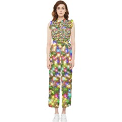 Star Colorful Christmas Abstract Women s Frill Top Chiffon Jumpsuit