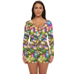 Star Colorful Christmas Abstract Long Sleeve Boyleg Swimsuit