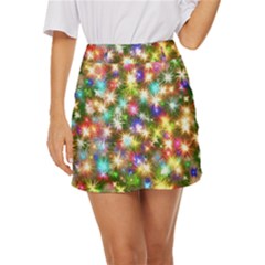 Star Colorful Christmas Abstract Mini Front Wrap Skirt