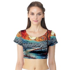 Winter Wonderland Landscape Nature Short Sleeve Crop Top