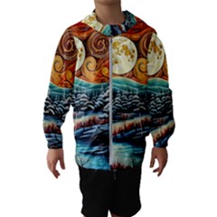 Winter Wonderland Landscape Nature Kids  Hooded Windbreaker