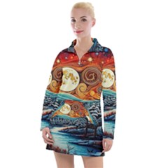 Winter Wonderland Landscape Nature Women s Long Sleeve Casual Dress by Bedest