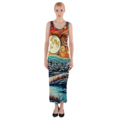 Winter Wonderland Landscape Nature Fitted Maxi Dress by Bedest