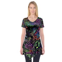 Psychodelic Absract Short Sleeve Tunic  by Bedest