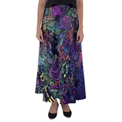 Psychodelic Absract Flared Maxi Skirt by Bedest