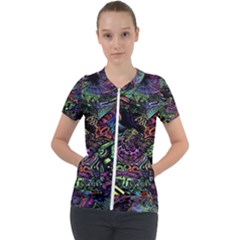 Psychodelic Absract Short Sleeve Zip Up Jacket by Bedest