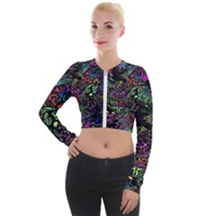 Psychodelic Absract Long Sleeve Cropped Velvet Jacket by Bedest