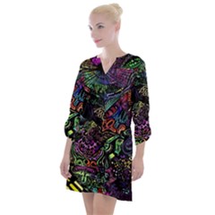 Psychodelic Absract Open Neck Shift Dress by Bedest