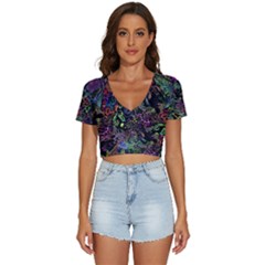 Psychodelic Absract V-neck Crop Top by Bedest