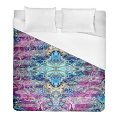 Magenta On Cobalt Arabesque Duvet Cover (full/ Double Size) by kaleidomarblingart