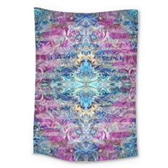 Magenta On Cobalt Arabesque Large Tapestry by kaleidomarblingart