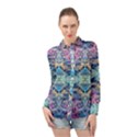 Magenta on cobalt arabesque Long Sleeve Chiffon Shirt View1