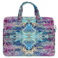 Magenta On Cobalt Arabesque Macbook Pro 13  Double Pocket Laptop Bag by kaleidomarblingart