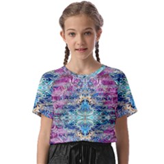 Magenta On Cobalt Arabesque Kids  Basic T-shirt by kaleidomarblingart