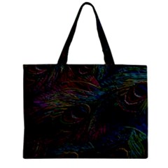 Peacock Feather Paradise Zipper Mini Tote Bag by Cendanart