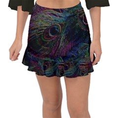 Peacock Feather Paradise Fishtail Mini Chiffon Skirt by Cendanart