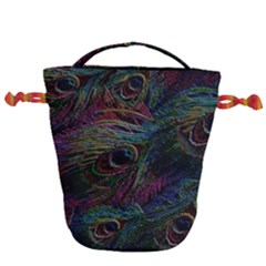 Peacock Feather Paradise Drawstring Bucket Bag by Cendanart