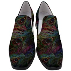 Peacock Feather Paradise Women Slip On Heel Loafers by Cendanart