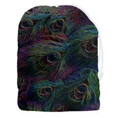 Peacock Feather Paradise Drawstring Pouch (3xl) by Cendanart