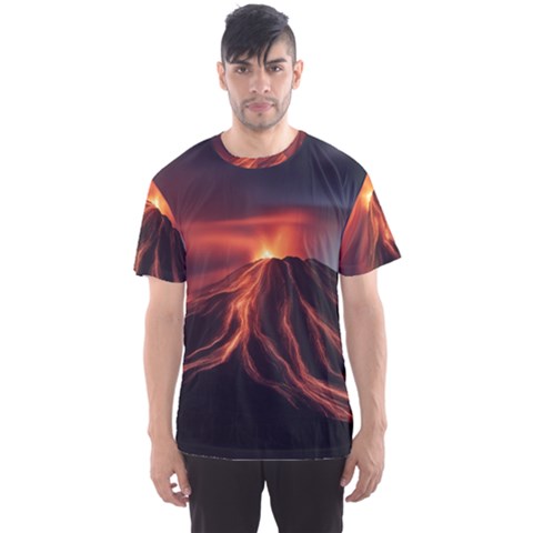 Volcanic Eruption Men s Sport Mesh T-shirt by Proyonanggan