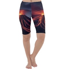 Volcanic Eruption Cropped Leggings  by Proyonanggan